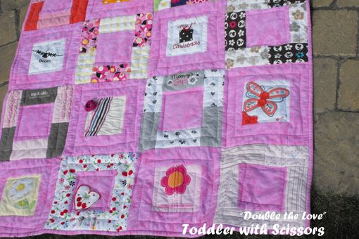 Custom Made Double-Sided Baby Clothes Memory Quilt - Medium Size - 40 Blocks - Approx 40" X 50"