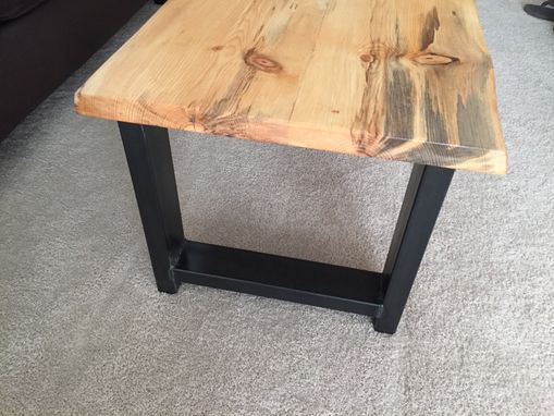 Custom Made Live Edge Beetle Kill Pine Wood Top Coffee Table W/ Steel Frame - Handmade In Denver