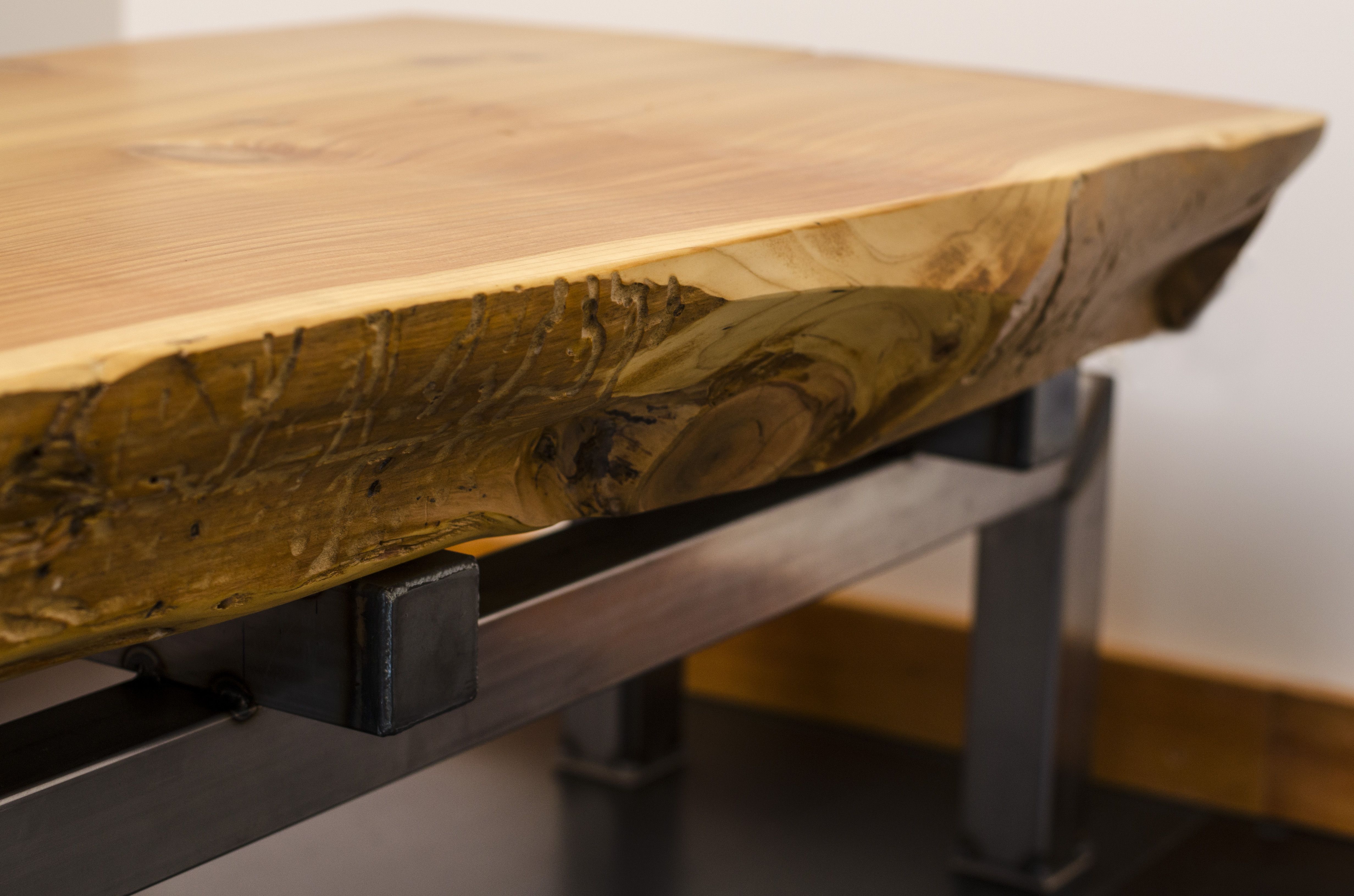 Buy Hand Crafted Live Edge Cedar Slab Coffee Table On Industrial Steel