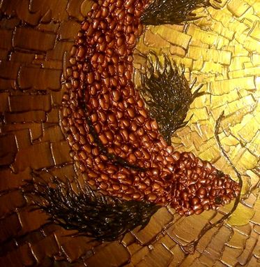 Custom Made Koi Fish Painting, Original Abstract Carp, Red Copper Koi, Gold Metallic Art, Asian Fish - 48x36