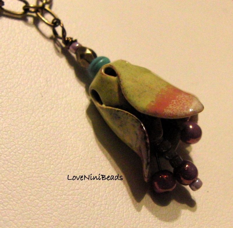 Hand Made Torch Fired Glass Enameled Pendant / Antique Bronze Chain by ...