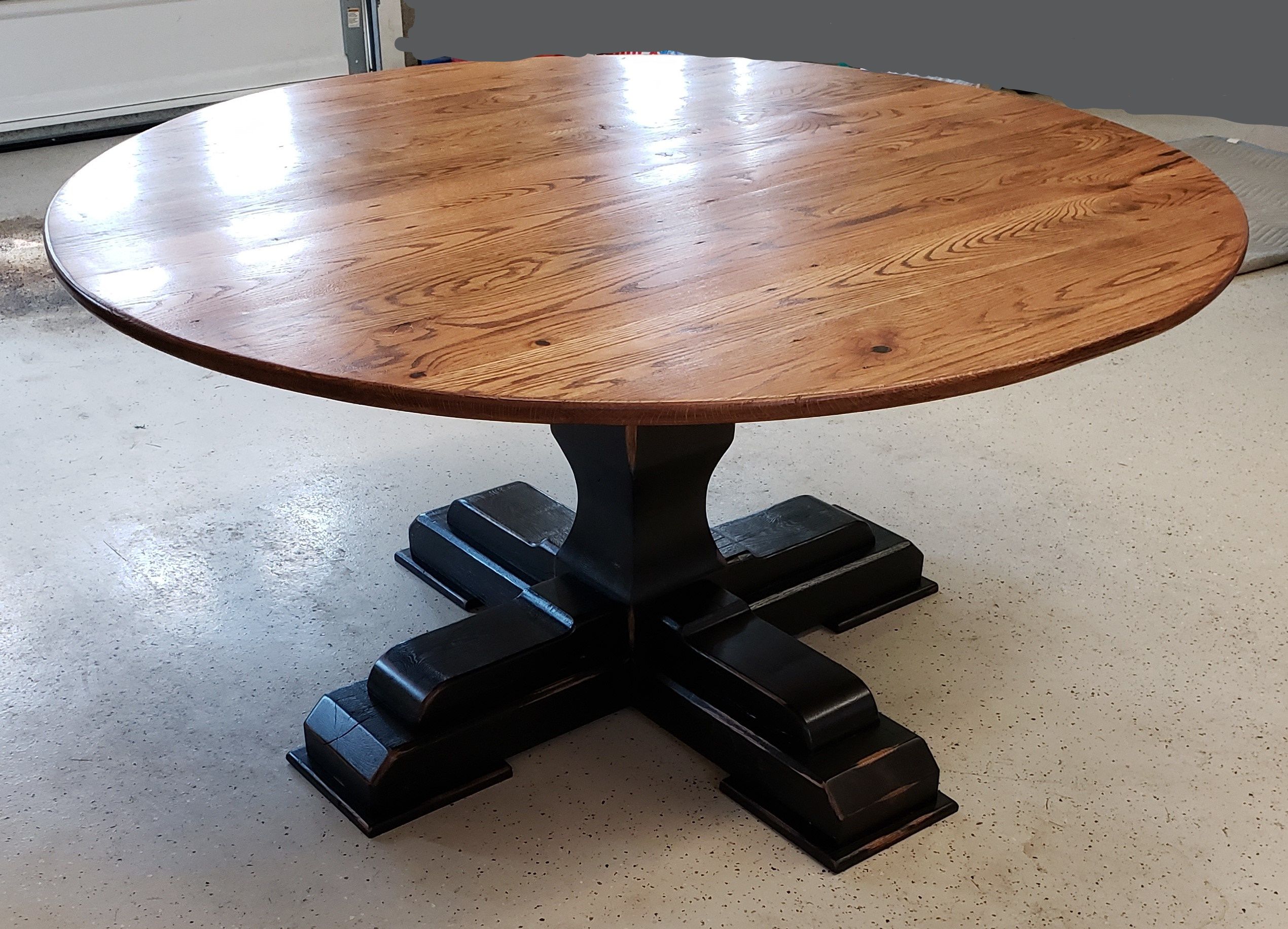 Custom Round Reclaimed Wood Table by Flying Pigs Furniture LLC