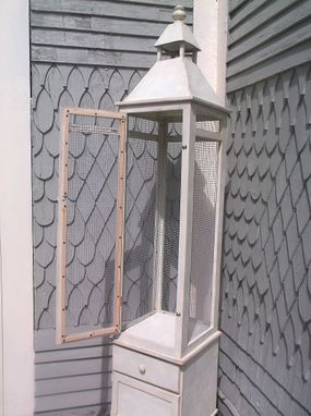 Custom Made Shabby Distressed Tall Bird Cage Cabinet