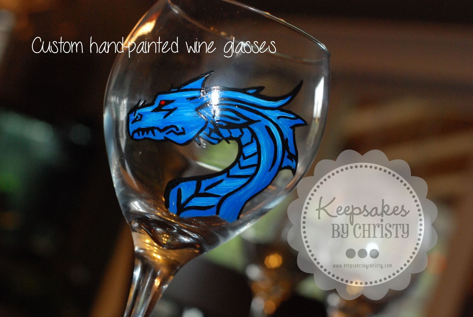 Customized gift / a pair of hand-painted small wine glasses with