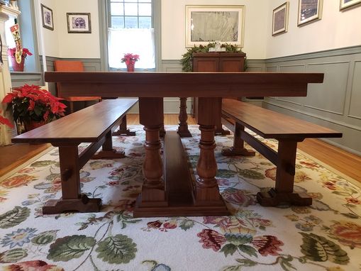 Custom Made Extendable Dining Table With Benches