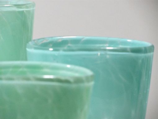 Custom Made Celadon Glass Vase Flat Sided