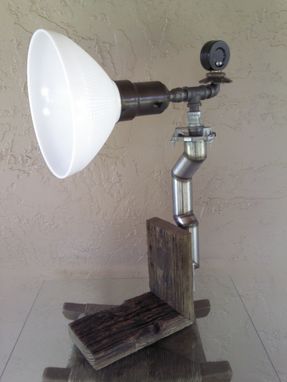 Custom Made Reclaimed Weathered Wood/Industrial/Steampunk Edison Light Table Lamp