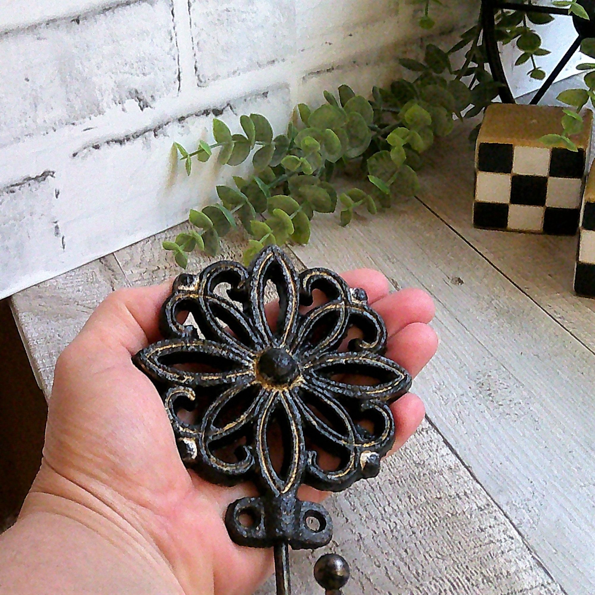 Buy Hand Crafted Country French Decorative Cast Iron Wall Hook Black And Gold Decor, made to