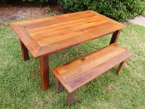 Custom Made Reclaimed Poplar Dining Table W/ Matching Bench