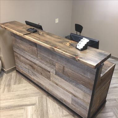 Buy a Hand Crafted Barn Wood Reception Desk / Front Counter / Hostess ...