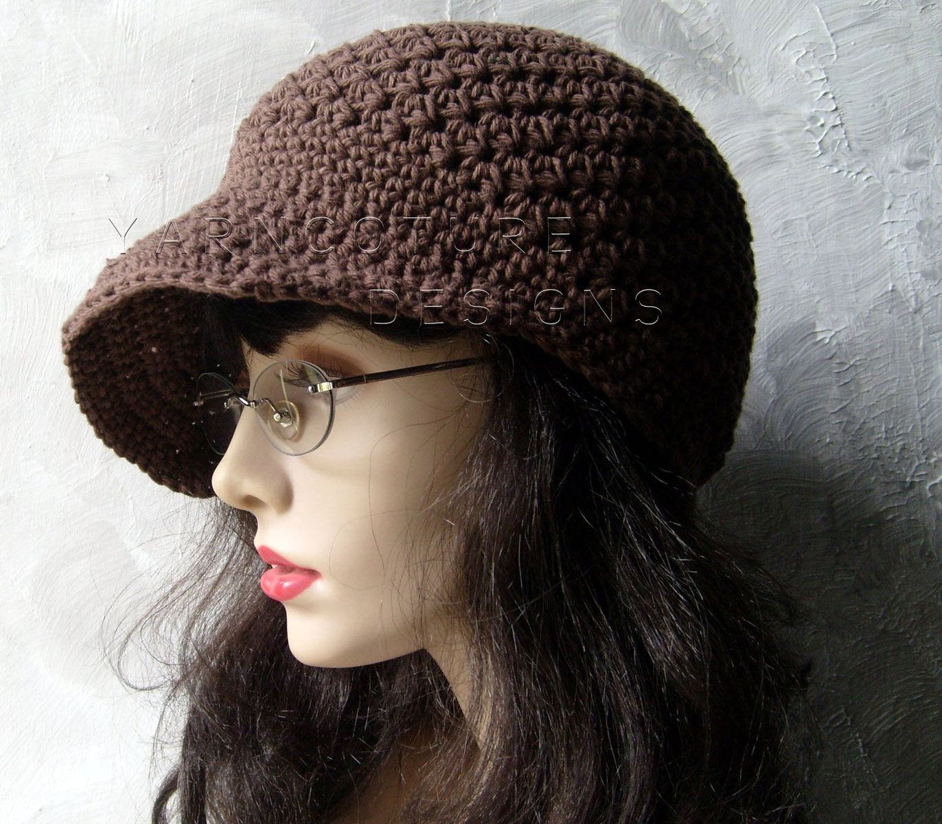 Hand Crafted Brimmed Beanie / Newsboy Hat - In Brown by Y A R N C O T U R E | 0