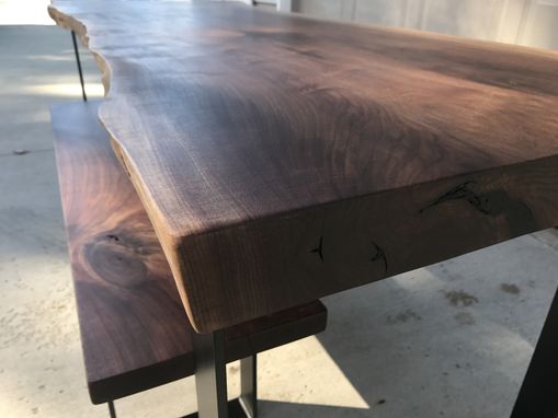 Hand Made Live Edge Walnut Dining Table With Bench by 