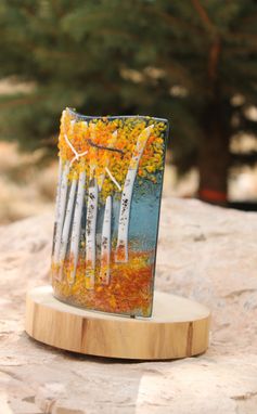 Custom Made Aspen Fused Glass Votive