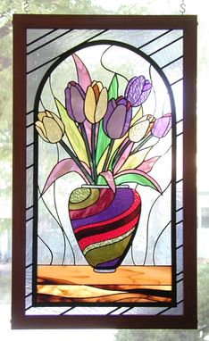 Custom Made Tulips In A Vase - Floral Stained Glass