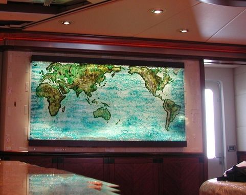 Custom Made Cast Glass World Map With Topography