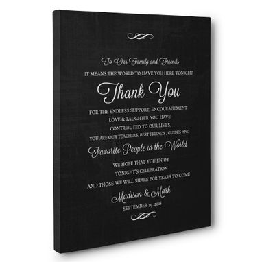 Custom Made To Our Family And Friends Personalized Thank You Sign Wedding Ceremony Canvas Wall Art