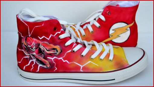 Custom Made Hand Painted Mens Shoes, Painted Converse, "The Flash" Shoes, Unisex Converse, "The Flash" Converse