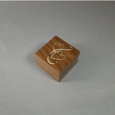 Custom Made Engagement Ring Box With Inlaid Double Hearts. Free Shipping And Engraving. Rb-19