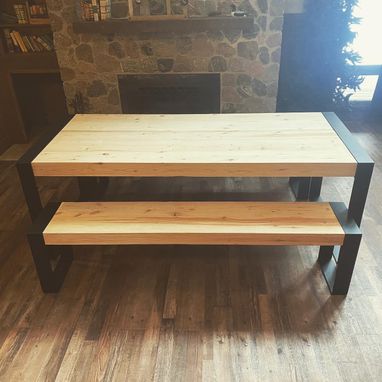 Custom Made Custom Modern Dining Table And Bench Set