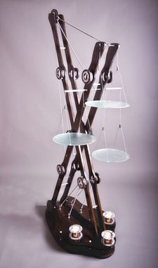 Custom Made Custom Industrial Contemporary Eclectic Shelf Table Light Sculpture Art