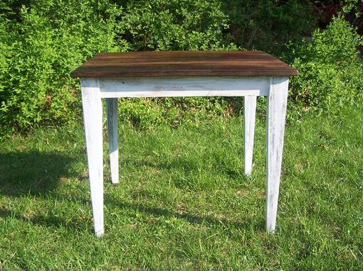 Custom Made Reclaimed Wormy Chestnut Kitchen Table With Painted Skirt
