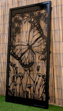 Custom Made Floral Artistic Gate - Butterfly Decorative Steel Gate - Custom Wall Panel - Outdoor Steel Art