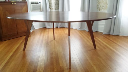 Custom Made Round Walnut Table With Leaf