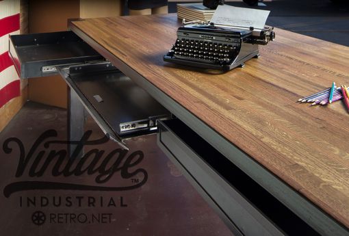 Custom Made Vintage Industrial Executive Computer Desk