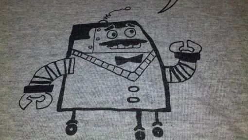 Custom Made Sale Clone High Mr. Butlertron Robot Screen Printed Shirt, Men's Large In Blue, Ready To Ship
