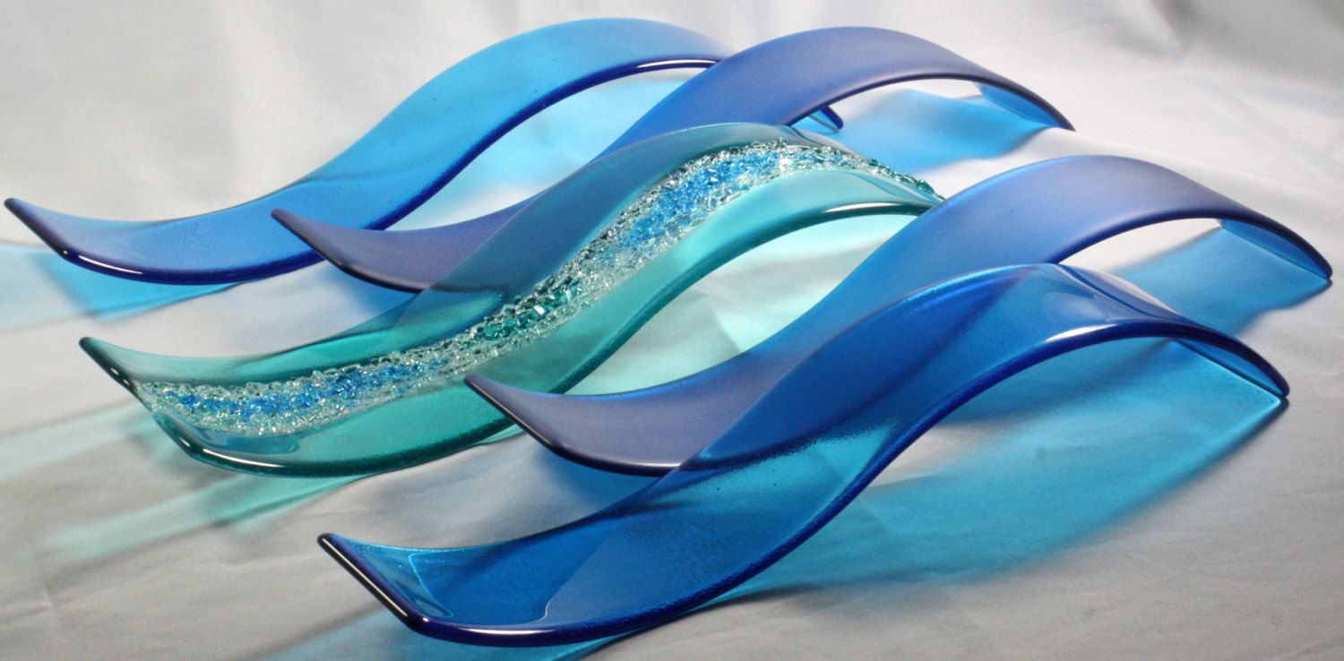 Ocean Wave Crushed Glass Art