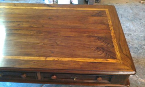 Custom Made Custom Built Desk In Walnut With Hand Wax Finish - Made For Mustang Drilling Office - Dallas, Texas