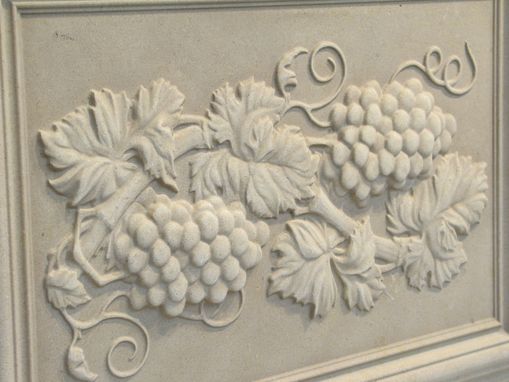 Custom Made Relief Carved Grape Limestone Backsplash Tile Insert