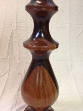 Custom Made Handmade Mahogany, Peruvian Walnut And Padouk Wood Table Lamp