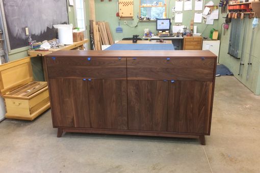 Custom Made Solid Walnut Buffet With Matching Walnut Extension Table