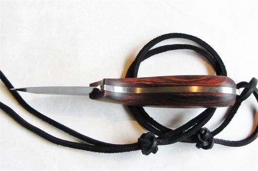 Custom Made Skinner Knife - Cocobolo Wood Handle - Stainless Steel Blade - Black Leather Sheath