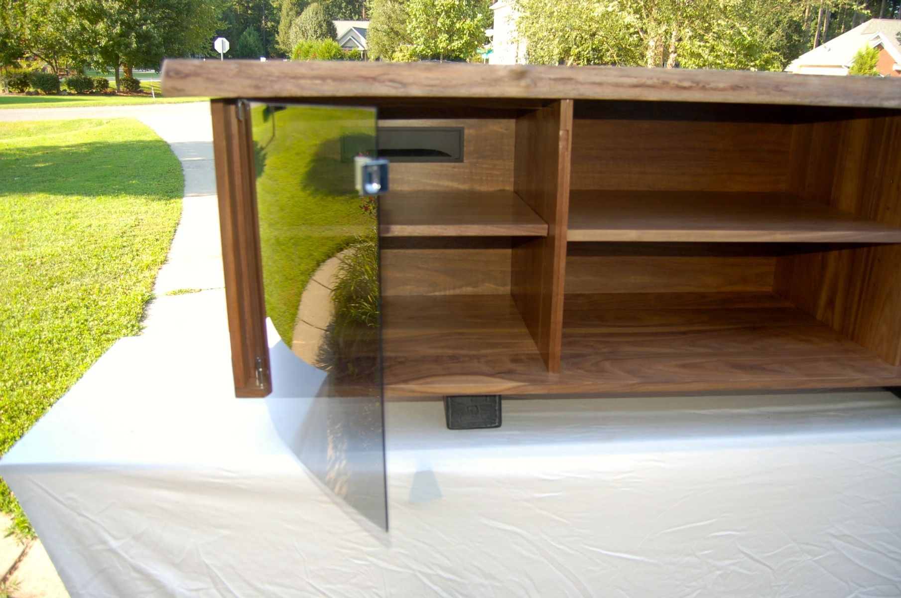 Custom Made Walnut Media Console by JHO Studios LLC