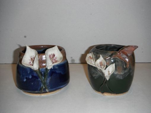 Custom Made Stoneware Calla Lily And Hummingbird Crocks