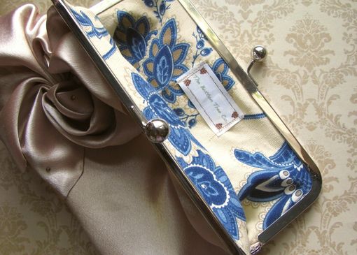 Custom Made Art Deco Wedding Clutch Purse With Draped Flower Detail