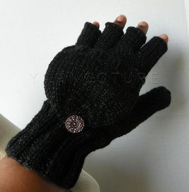 Custom Made Convertible Glam Mitts - In Black