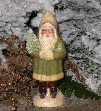 Custom Made Wee Christmas Chalkware Belsnickle Santa From An Antique Chocolate Mold