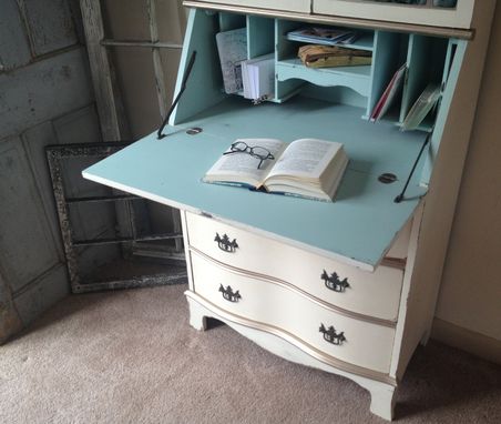 Hand Made Vintage Secretary Hutch Cabinet Desk Small Painted Vintage Secretary Hutch Cabinet Desk Small Painted Distressed