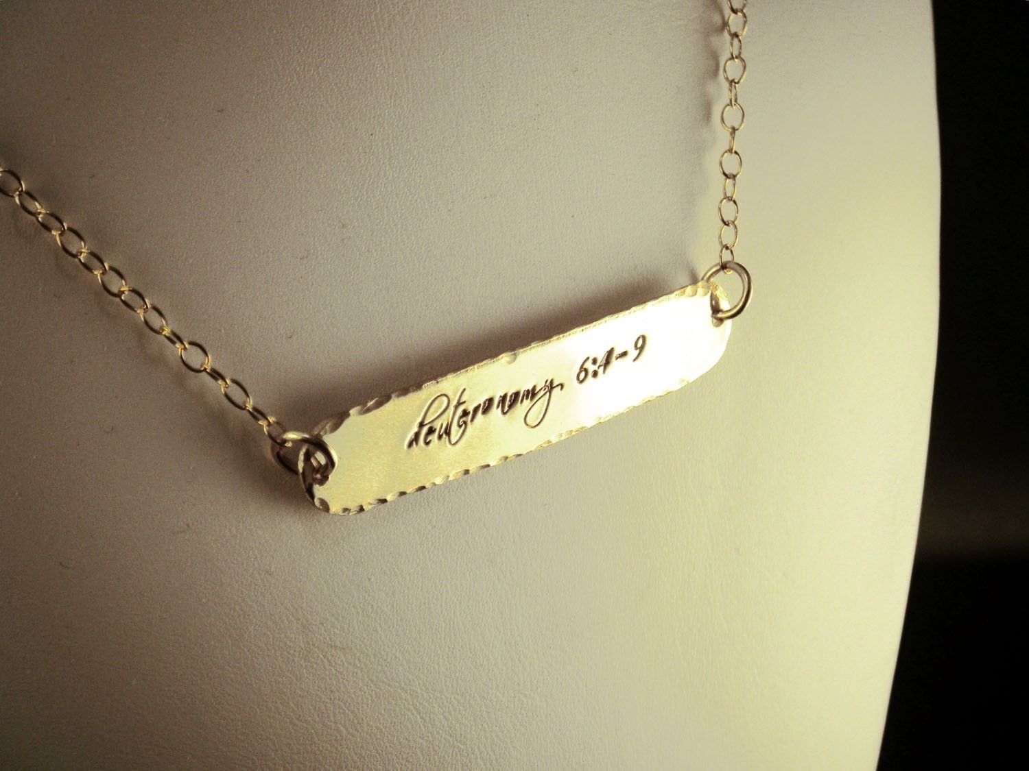 Hand Made Name Plate In Gold Plate Necklace by Donna Okino Jewelry ...