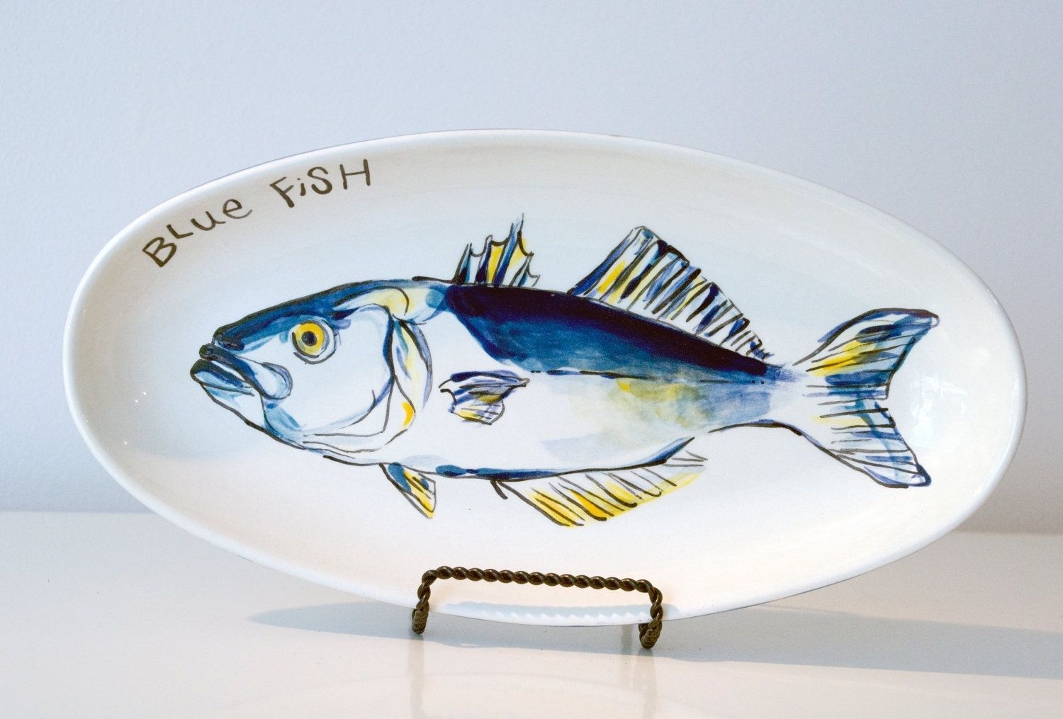 Blue And White Ceramic Fish Plate,, Steamed Fish Plate, Handmade