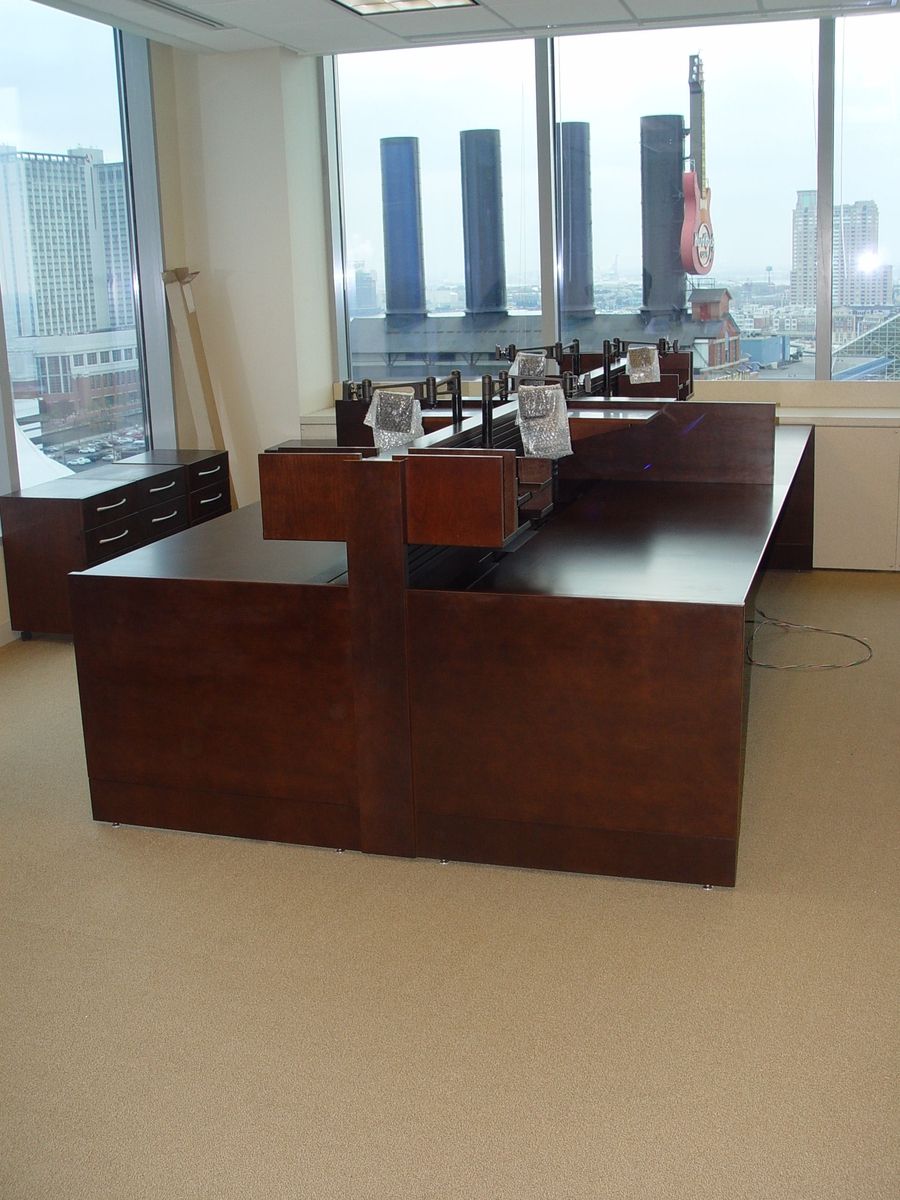 Handmade Custom Made Four Position Trading Desk by R J Hoppe Inc