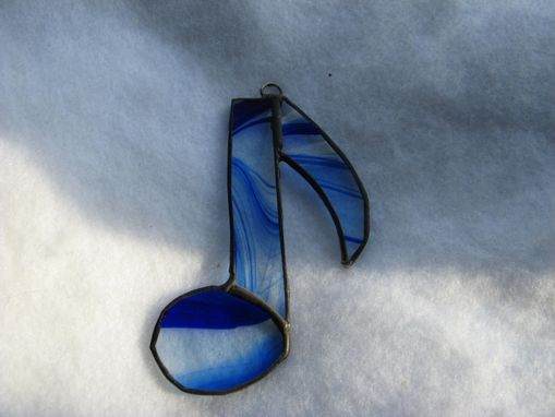 Custom Made Blue Stained Glass Musical Single Note With Swirls