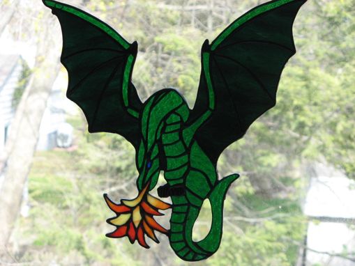 Custom Made Stained Glass Fire Breathing Dragon
