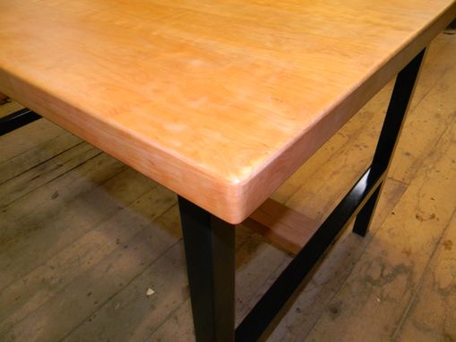 Custom Made Reclaimed Cherry Table With Steel Legs