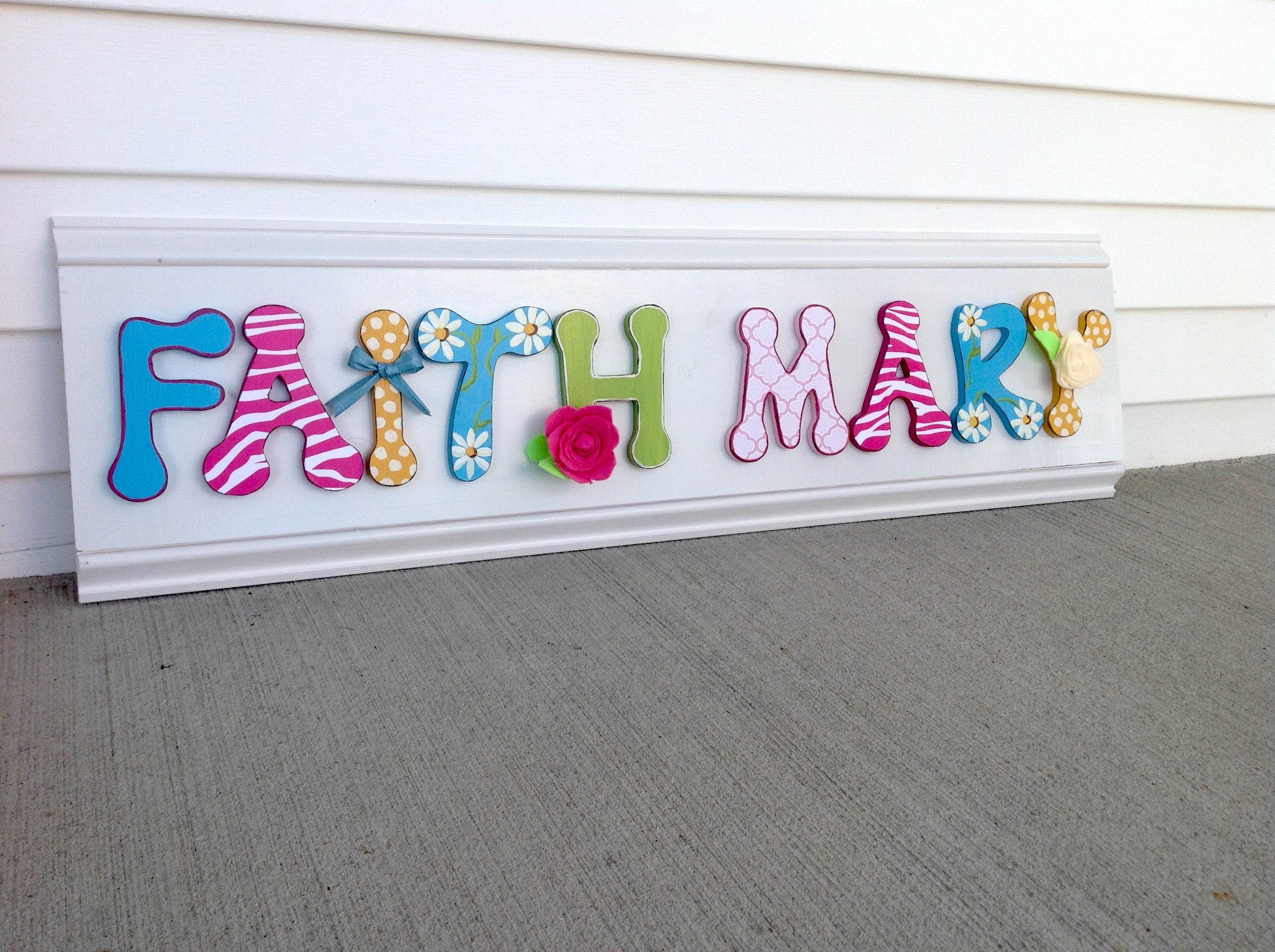 Hand Crafted Custom Girls Name Sign Bedroom Decor Wall Art