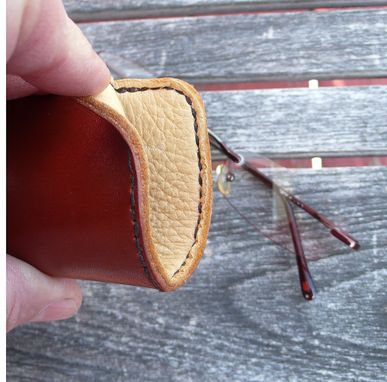 Custom Made Garny No.23 - Leather Eye Wear Case - Deerskin Lined - Chestnut Brown