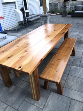 Custom Made Cedar Table And Benches